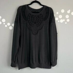 Torrid Fleece Drop Shoulder Crochet Inset Sweatshirt Size 1X